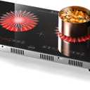 Hobsir 2 Burner Electric Cooktop 110v, Double Electric Stove Top Burner, 24 Inch Countertop and Built-in Counter Top with Plug, LED Touch Screen, Safety Lock for Kitchen Apartment RV Camp Stoves