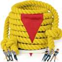 X XBEN Tug of War Rope with Flag for Kids, Teens and Adults 20FT, Soft Cotton Rope Games for Team Building Activities, Family Reunion, Birthday Party Yellow