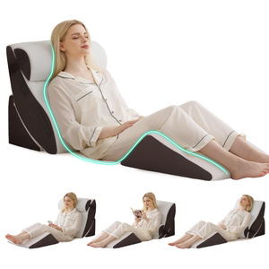 Bambulex 4PCS Wedge Pillow Set for After Surgery, Orthopedic Bed Wedge Pillow for Back Pain Relief, Sitting Up in Bed, Acid Reflux, Adjustable Post Surgery Pillows for GERD, Snoring, White/Grey