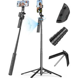 Auto Face Tracking Tripod for iPhone 360°Rotation,Selfie Stick for Android w/Remote&Ground Spike,68” Phone Tripod Stand that Follows Your Movement for Video Recording,Vlogging(R01)