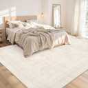 8x10 Area Rugs for Living Room: Vintage Boho Neutral Washable Rug Indoor Soft Large Area Rug Carpet for Bedroom Nursery Farmhouse Dining Room Office Floor Non-Slip Low Pile Under Table Rug Beige