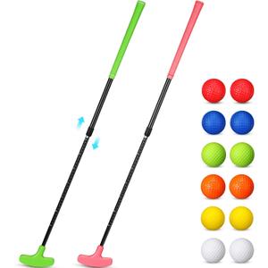 Leyndo 2 Pack Golf Putters for Men and Women with 12 Balls Two Way Mini Adjustable Golf Putters for Right or Left Handed Golfers Club Set, 20.9 to 36.6 inches/ 53 to 93 cm