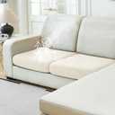 NAISI Waterproof Couch Cushion Covers Thick Velvet Fabric Washable Sofa Slipcovers 2 Pieces Individual Sectional Couch Covers with Elastic Bottom(2 Pcs for 2-Seat or Backrest,Ivory White)