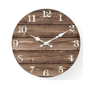 XFM Large Wall Clocks for Cafes 20 Inch Wood Wall Clock Battery Operated Brown Vintage Wall Clock Non Ticking Farmhouse Clock (No Solid Wood, it is with MDF Material)