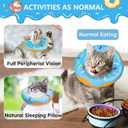 Hpetppy Cat Cone Collar Soft, Cat Recovery Collar for Wound Healing Cute Cat Donut Adjustable Cat Cones to Stop Licking Comfortable Lightweight Neck Elizabethan Collars for Cats Kittens After Surgery, Large, Blue