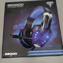 BENGOO G9000 Stereo Gaming Headset for PS4 PC Xbox One PS5 Controller, Noise Cancelling Over Ear Headphones with Mic, LED Light, 7.1 Surround Sound, Soft Memory Earmuffs for Nintendo Xbox Series X|S