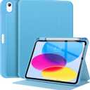 Supveco Case for ipad 10th Generation 10.9 Inch 2022 with Pencil Holder-[Multi Viewing Angles+Auto Wake/Sleep], Premium Folio Stand Case with Soft TPU Back Cover for iPad 10th Gen 2022-Blue