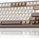 AULA F75 75% Wireless Mechanical Keyboard, Hot Swappable Creamy Keyboard, Pre-lubed Linear Switches, 2.4GHz/Type-C/BT5.0, RGB Backlit Gaming Keyboards(White&Brown)