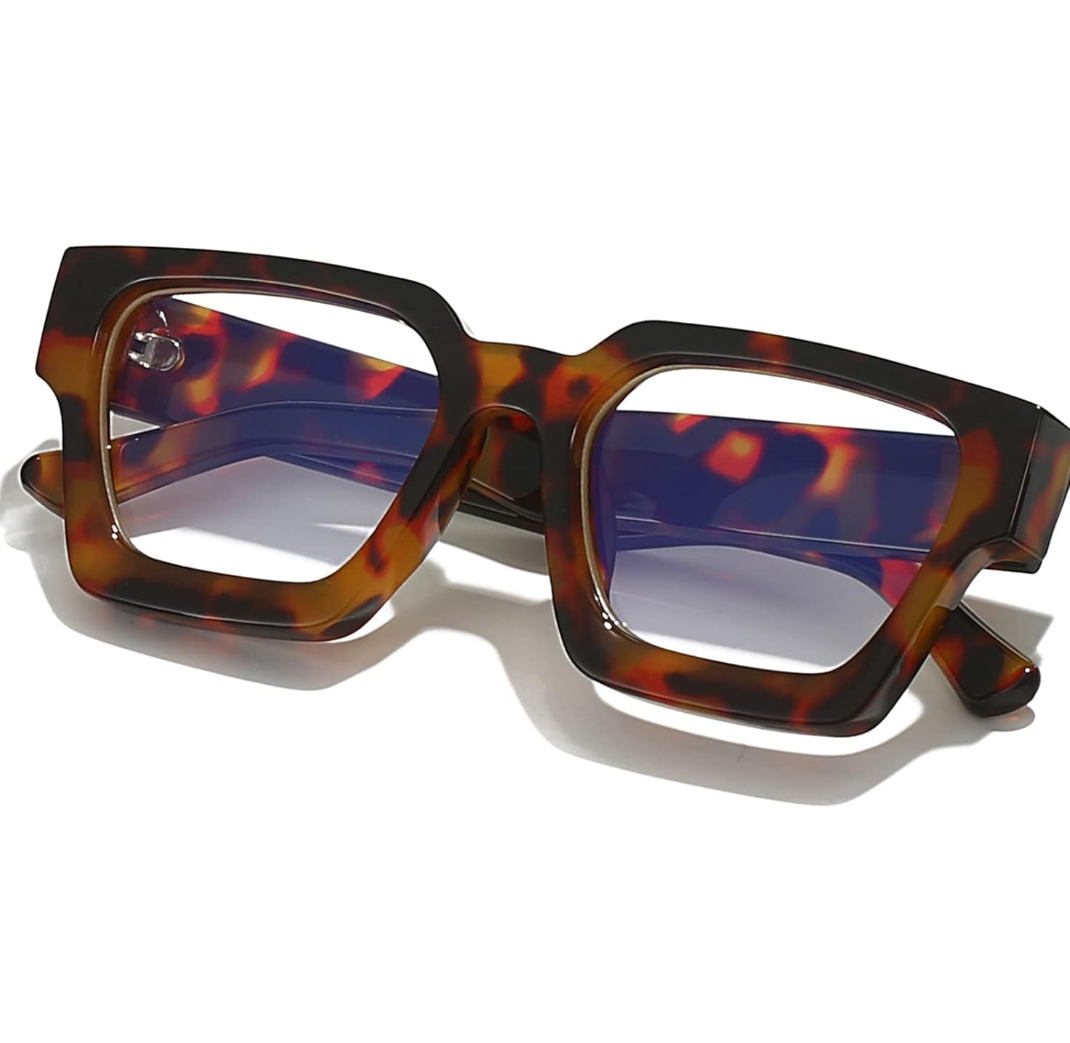Square Thick Frame Glasses for Women Men Fashion Blue Light Glasses Trendy Chic Computer Eyeglasses