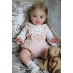 Pinky Reborn Big Size 26 Inch Big Realistic Reborn Toddler Girl Doll Handmade Silicone Soft Vinyl Limbs and Cloth Body Baby Doll that Look Real Lifelike Newborn Baby Dolls Toy Set for Kids