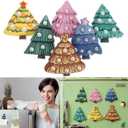 6 Pack 3D Christmas Fridge Magnets, Xmas Tree Magnetic Refrigerator Stickers, Reflective Holiday Magnets for Garage Door, Mailbox, Dishwasher, Locker & Office Decor