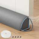 MAGZO Door Draft Stopper 32 Inches, Weighted Triangular Door Snake for Winter Noise Blocker with Hook Loops,Gray