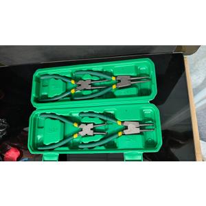 4-piece Snap Ring Plier Set, 7 in (17.8 cm) Round Nose C-Clamp, for Snap Ring Removal, with green Storage Case
