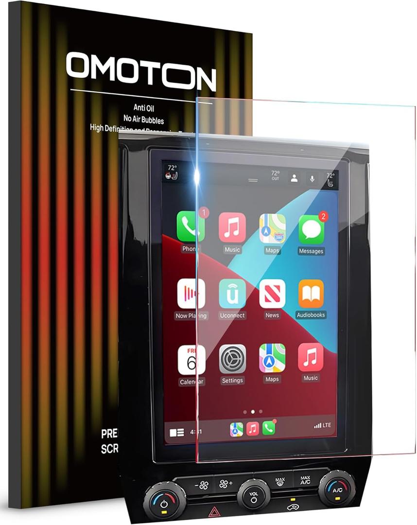 OMOTON Screen Protector for Ford Ranger, LARIAT/Raptor 2024-2025 12.4 Inch, Touchscreen Accessories 9H Hardness, Anti-Scratch, HD ClearTempered Glass Protective Film, (NOT for Range XL/XLT)
