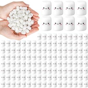 100 Pcs Fake White Marshmallow Bulk Mini Marshmallow Decorations Small Fake Candy Charms Tiny Cute Kawaii Artificial Sweet Candy Charm for DIY Crafts Making Gifts (Resin,Smile)