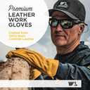 Wells Lamont Leather Work Gloves for Men Grain Cowhide, Reinforced Palm Ideal for Construction, Farming, Ranching Ergonomic Fit, Keystone Thumb, Elasticized Wrist Saddletan, Large (1129L)