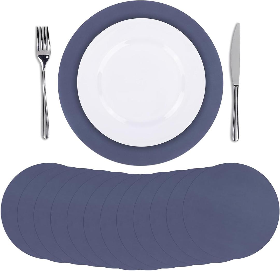 120 Pcs Navy Blue Paper Placemats, 13.5 Inch Disposable Scalloped Placemat Disposable Table Place Mats Decorative Paper for Birthday Wedding Banquet Thanksgiving Holiday Graduation Celebration Party