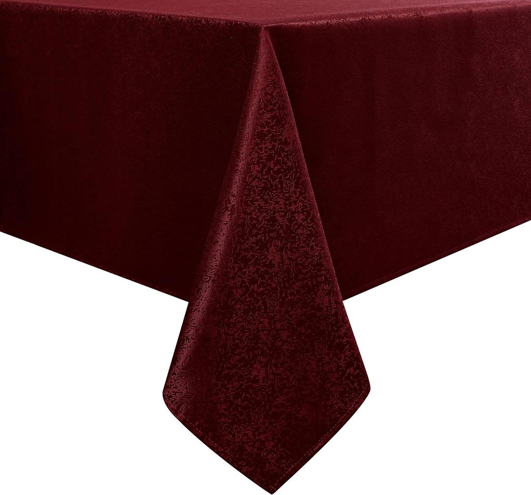 Tablecloth Burgundy Jacquard Rectangle Table Cloth 54 X 78 Inch, Water Resistant and Wrinkle Free Table Cover for Outdoor,Indoor,Party,Wedding,Dining Room