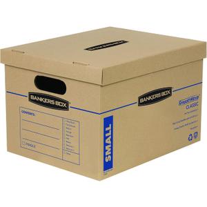 Bankers Box Small Classic Moving Box 5 Pack, Reinforced Handles, Tape-Free Assembly, Box with Lid, 15-in x 12-in x 10-in (7714902)