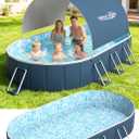Foldable Pool with Canopy, 10ft NonInflatable Oversize Thickened Foldable Swimming Pool, Above Ground Pool for Adults, Easy Setup for Outdoor, Pool for Backyard, Outer Diameter 120”x88”x20”