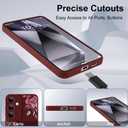 for Samsung Galaxy S24 Case, Cute Flower Floral Butterfly Design for Women Girls Soft TPU Protective Phone Case Slim Fit Shockproof Phone Cover - Wine Red Rose