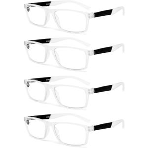 Blue Light Blocking Reading Glasses 4 Pack Computer Readers for Women Men, Anti Glare UV Ray Filter Eyeglasses (4pack-white, 3.00)