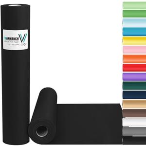 Vanhench Black Wrapping Paper 17.5"x 963" (80 1/4FT), Birthday Wrapping Paper, Art Paper, Black Construction Paper for Poster Bulletin Board Paper, Birthday, Bouquet Flower Wrapping 80GSM 55LB