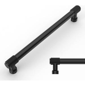 Amerdeco 10 Pack Matte Black Knurled Cabinet Pulls - 7 Inch(177.8mm) Hole Center Kitchen Handles Drawer Pulls Cabinet Hardware ZH0034