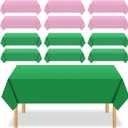 Unittype 12 Pcs Pink and Green Plastic Disposable Tablecloths 54 x 108 Inch Colorful Rectangle Table Cover for Witch Princess Theme Party Table Backdrop Decorations