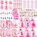 Yeaqee 98 Pcs Ballerina Party Favors Include Ballet Drawstring Backpacks Silicone Bracelets Keychains Blowouts Small Spiral Notebook Retractable Ballpoint Pens Button Ballerina Tattoos for Dance Party