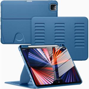 VIKESI Case for iPad Pro 11 Inch 4th / 3rd / 2nd / 1st Generation 2022/2021/2020/2018,Multiple Angles Stand Cover,Soft Back,Pencil Holder,and Auto Sleep/Wake,Navy Blue