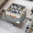 Aokeyee Shoe Organizer for Closet,2 Pack Foldable Shoe Storage Organizer Box Bin with Adjustable Dividers and Clear Cover, Fits up to 16-32 Pairs (Beige with Grey)