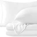 BEDELITE Flannel Sheets Queen Size Bright White - Super Soft Fleece Sheets Set Fluffy Extra Plush, 4 Piece(Include Fitted Sheet, Flat Sheet, 2 Pillowcases)