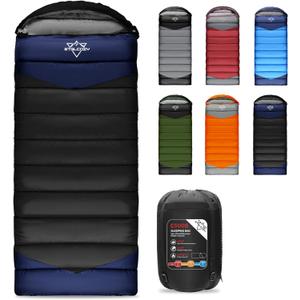 Adult Kids Sleeping Bag - All Season Warm/Cold Weather Lightweight for Camping & Hiking - Compact w/Compression Sack - Portable for Backpacking Travel Indoor - Unisex Boy Girl Man Woman (30-50F-6lbs-Black)