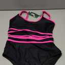 BMJL Women's High Waisted Bikini Sets Sporty Two Piece Swimsuit Color Block Cheeky High Cut Bathing Suits(S,Black Pink)