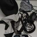 Cowboy Costume Outfit for Men Western Cowboy Hat With Hat Bands Bandana Buckle Belt Cowboy Halloween Accessories Set (Black)