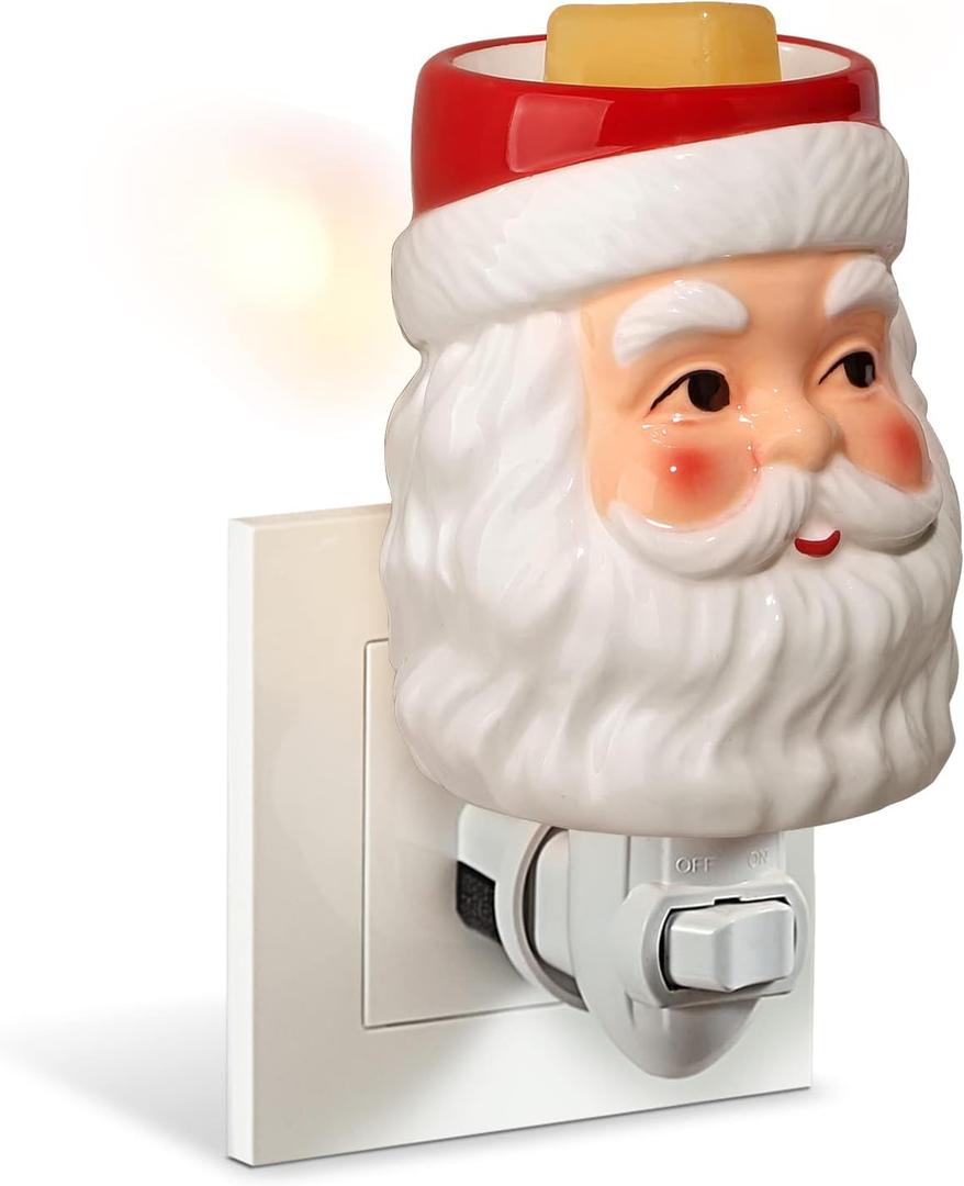 STAR MOON Plug in Wax Melt Warmer, Christmas Wax Warmer for Scented Wax Wax Melter Decoration No Flame No Smoke No Soot with Two Bulbs (Santa Claus)