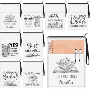 8 Pcs Book Club Gifts Book Pouch Sleeves Bulk with Zipper and Pocket Paperback Sleeve for Librarian Lovers Bookish Group Club Gifts, 11 x 8.7 Inch(Book)