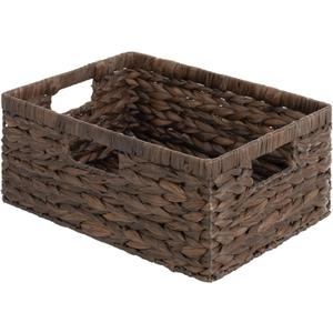 Storageworks Storage Baskets for Shelves, Wicker Shelf Baskets for Organizing, Large Basket with Handles, Storage Basket for Toy, Pantry Organizers, Water Hyacinth