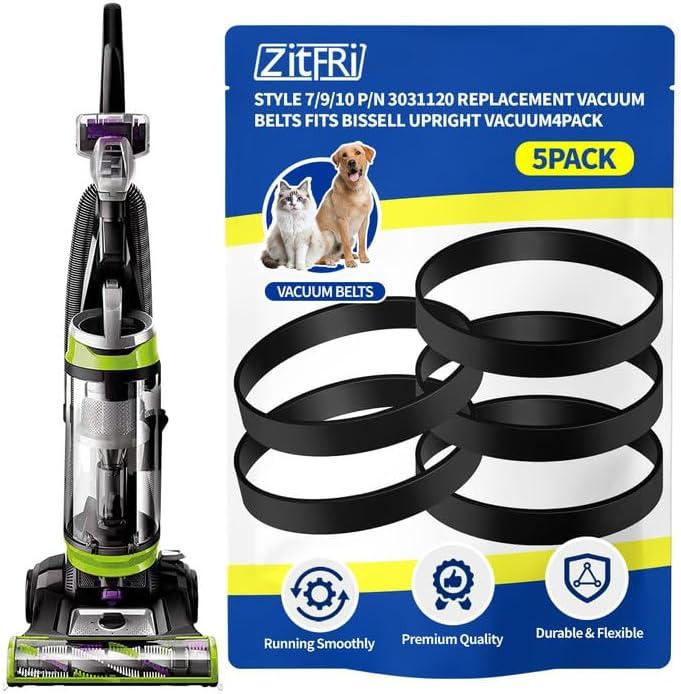 for Bissell Style 7/9/10 P/N 3031120 Vacuum Belt 5-Pack for Bissell PowerForce Helix CleanView Swivel Rewind Pet Powerlifter Pet Hair Eraser Vacuum Cleaner Rewind Parts 2031093 32074 3031123