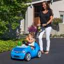 Step2 Whisper Ride II Kids Push Car, Ride-On Car with Seat Belt and Horn, Quick Fold Handle, Stroller Alternative, Toddlers and Preschoolers Ages 18+ Months, Blue, Large