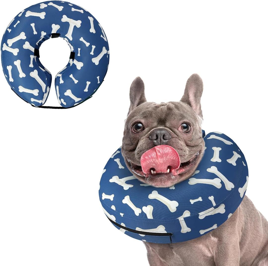 Supet Inflatable Dog Cone Collar for Large Medium Small Dogs, Soft Cone Collar for Dogs Cats, ECollar Doggie Neck Donut Dog Cone Alternative After Surgery M