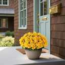 8 Bundles Artificial Flowers for Front Door, Fake Silk Azalea Bouquet Silk Flowers for Outside UV Resistant Realistic Faux Plants for Planter Farmhouse Patio Garden Walkways Home Decor (Yellow)