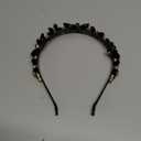 Thin Rhinestones Headband Blue Crystal Hair Bands Sparkle Beaded Head Bands for Women (Type A) (Black)