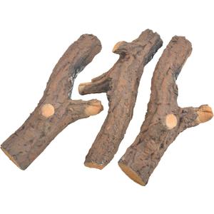 Skyflame 3 pcs Ceramic Gas Fireplace Logs, Decoration Artificial for All Types Indoor or Outdoor Fireplace and Fire Pit - Gas, Insert, Ventless, Vented, Electric, Realistic Clean Burning Accessories
