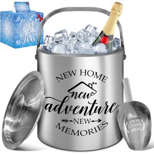 House Warming Gifts New Home, Housewarming Gifts for New House, Best Housewarming Gifts 2025, Stainless Steel Ice Bucket with Lid, Wine Chiller with Handle and Scoop
