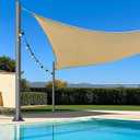 10ft Sun Shade Sail Poles - 2 Pcs Outdoor Sunshade Sail Post with Carabiner Snap Steel Metal Heavy Duty Pole Kit for Support Light String, Sunshade Sail, Canopy - Thickness 1.5mm