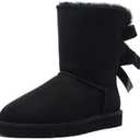 JOY IN LOVE Women's Snow Boots for Winter Mid-Calf high Back Bows (7.5, Black)