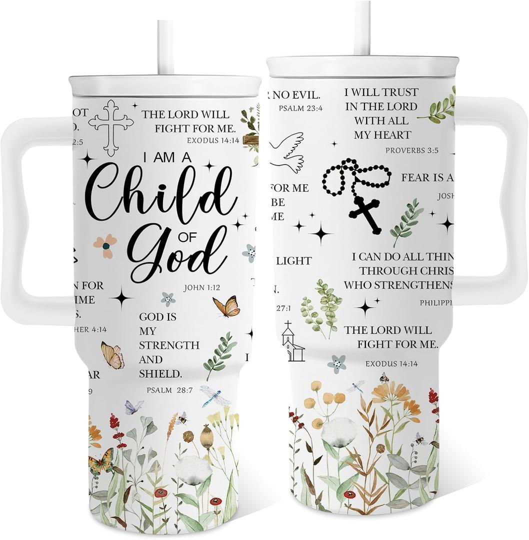 Christian Gifts for Women Girls, Child Of God Tumbler 24 Oz, Inspirational Religious Gifts, Stainless Steel Insulated Christian Coffee Mug, Bible Verse Catholic Spiritual Gift