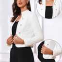 Allegra K Vintage Tweed Jackets for Women's Stand Collar Business Open Front Cropped Blazer Jacket (White, M)